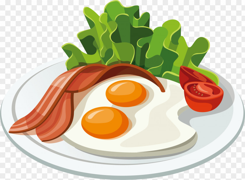 Green Vegetables Egg Hamburger Bacon Breakfast Pancake Clip Art PNG