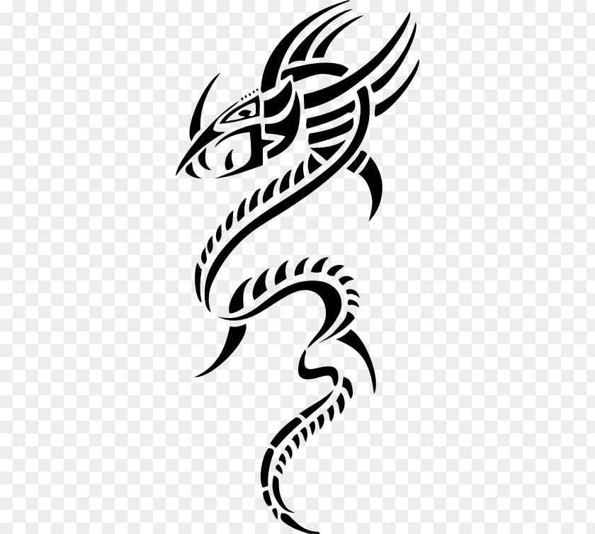 Tribal Dragon Black And White Tattoo Artist Clip Art PNG