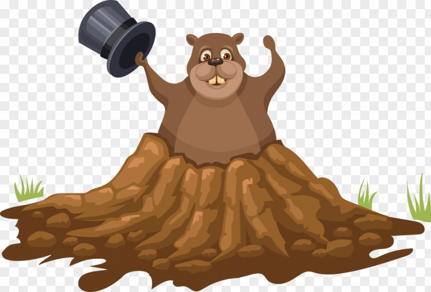 Vector Tree Cave Bear Groundhog Day Illustration PNG