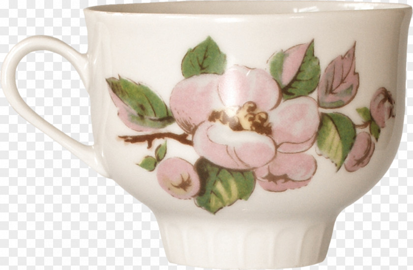 Glass Flowers Coffee Cup Mug White PNG