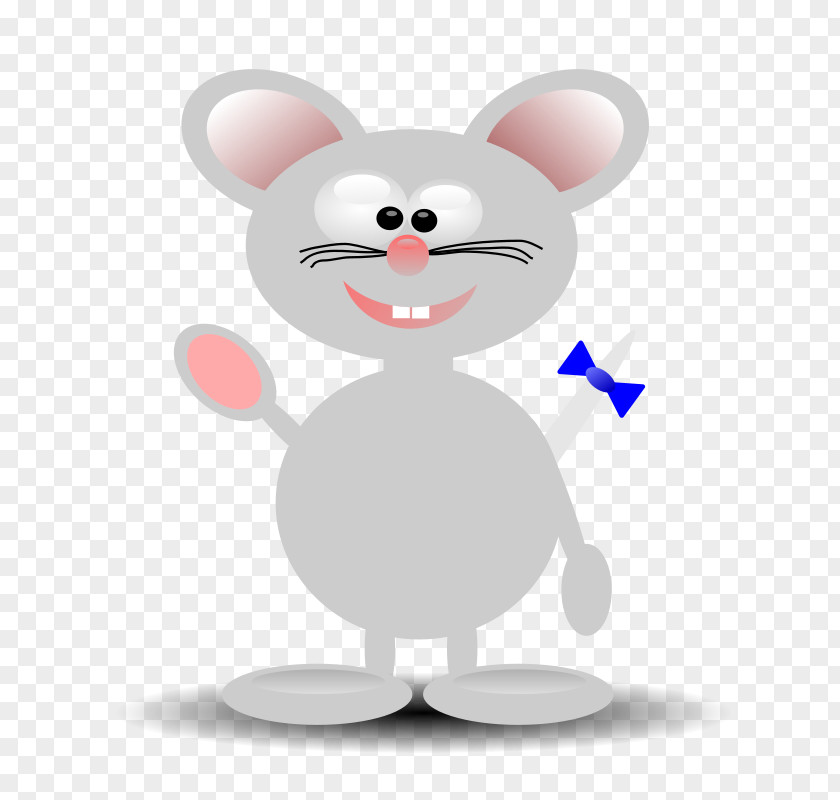 Gray Rat Tail Blue Bow Computer Mouse Clip Art PNG