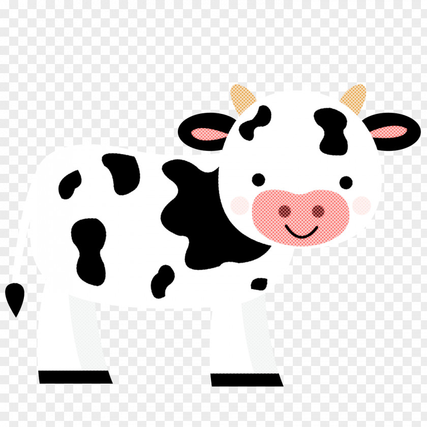 Cartoon Dairy Cow Bovine Snout Line PNG