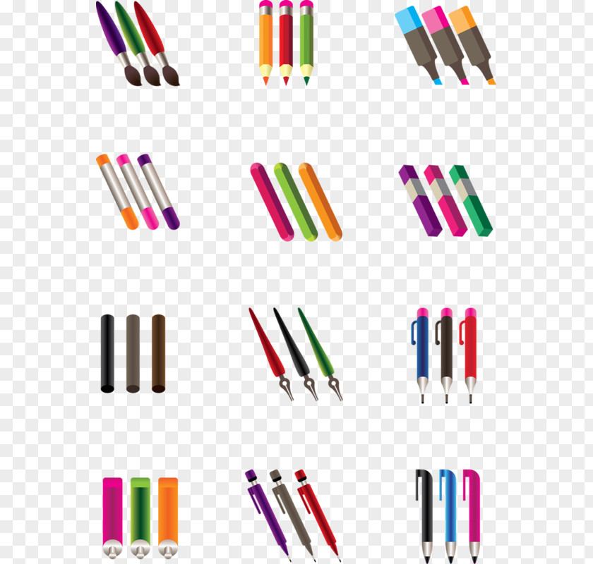 A Variety Of Pen Paintbrush Marker Clip Art PNG