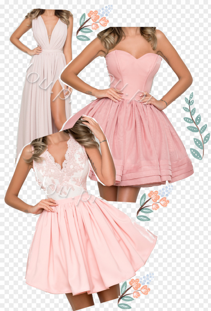 Dress Cocktail Pink M Satin Shoulder PNG