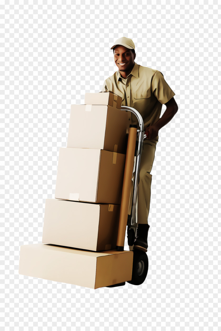 Stairs Furniture Package Delivery Warehouseman Pallet Jack Beige PNG