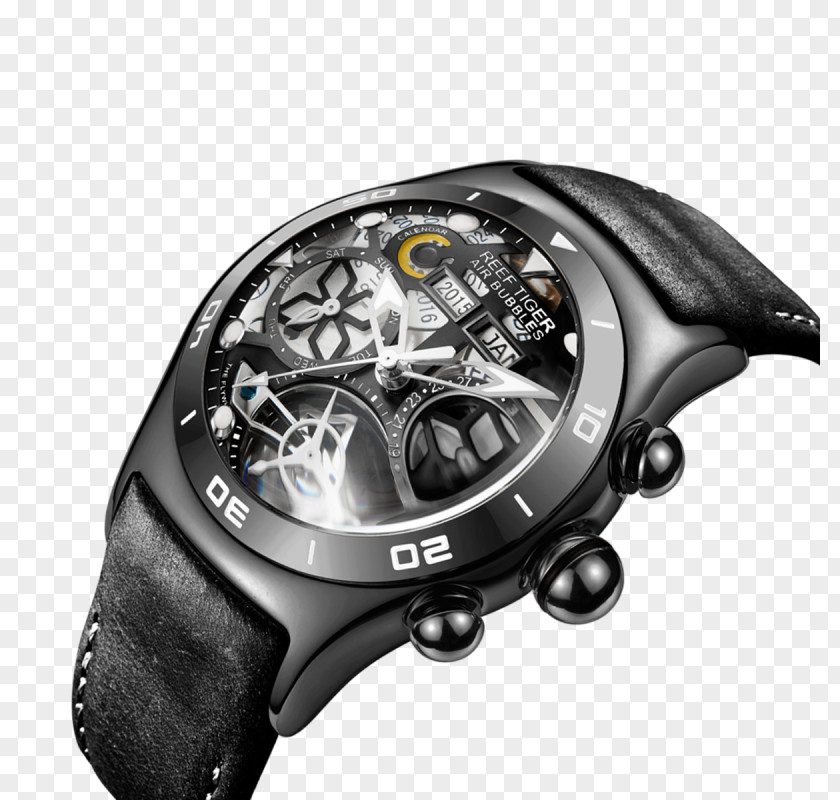 Air Bubble Skeleton Watch Tourbillon Chronograph Clock PNG