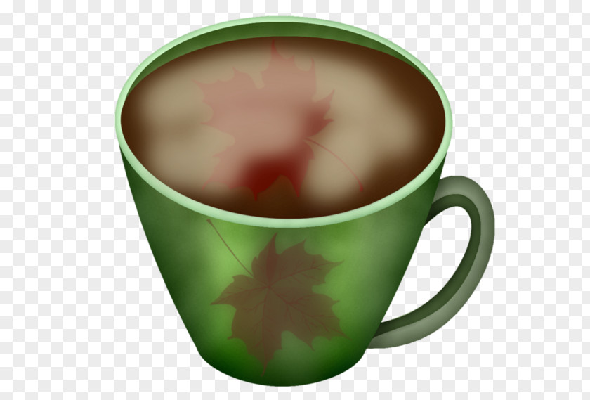 Painted Green Cup Coffee Tea ForgetMeNot PNG