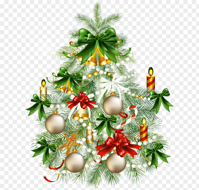 Gorgeous Christmas Tree Santa Claus Card Clip Art PNG