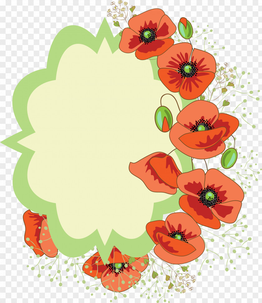 Poppy Flower Wreath Floral Design Clip Art PNG