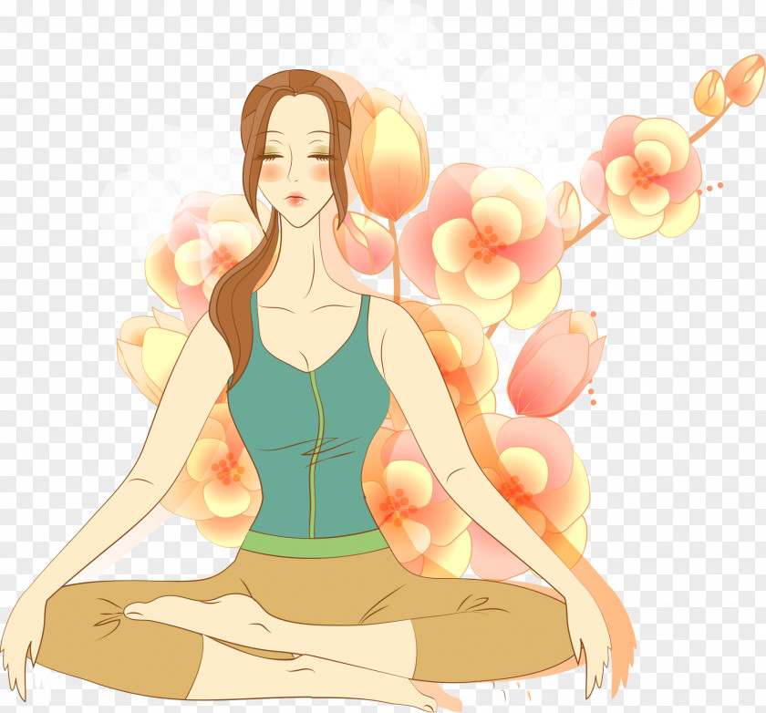 Sit In Man Yoga Meditation Lotus Position Drawing Illustration PNG