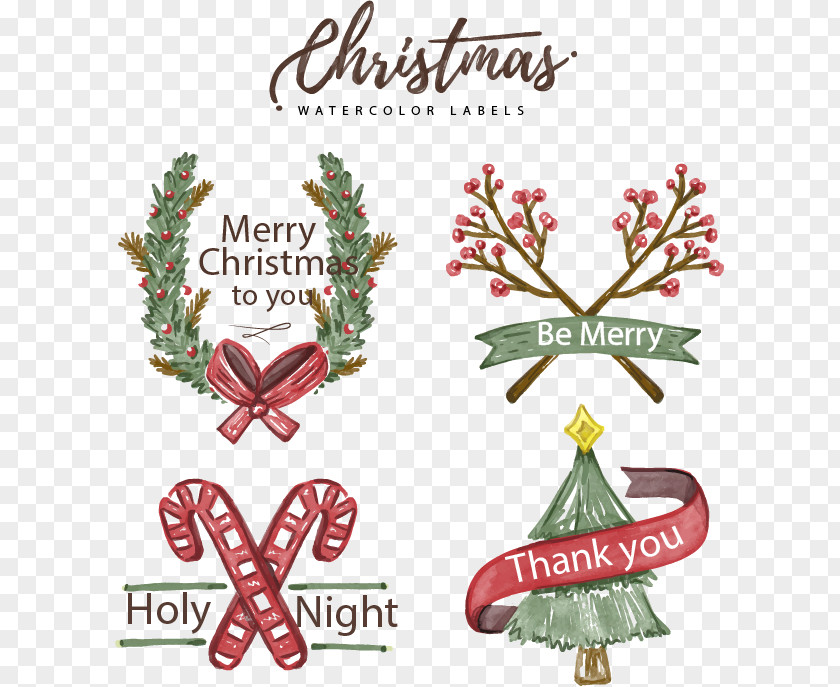 Hand-painted Watercolor Christmas Decoration Wreath PNG