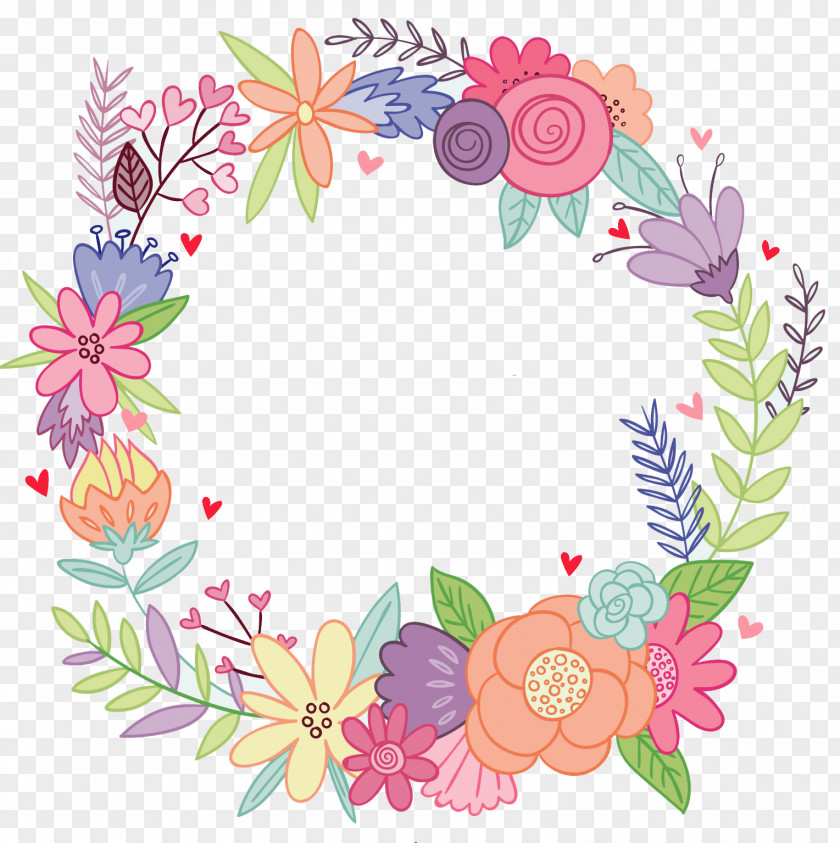 Watercolor Wreath Cut Flowers Floristry Paper PNG