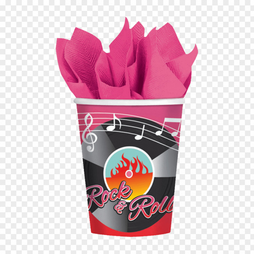 Rock And Roll Paper Cup Cloth Napkins Plate PNG