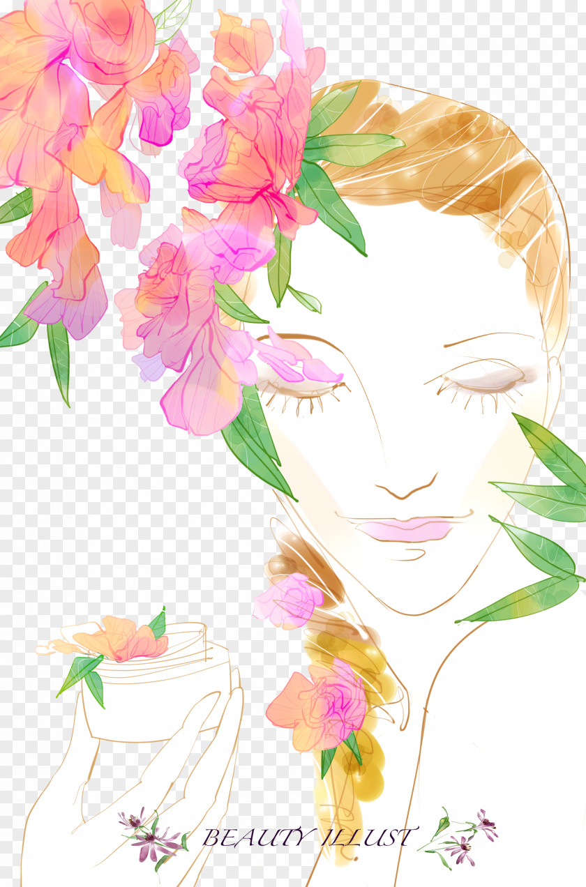 Beauty Woman Creative Flower PNG