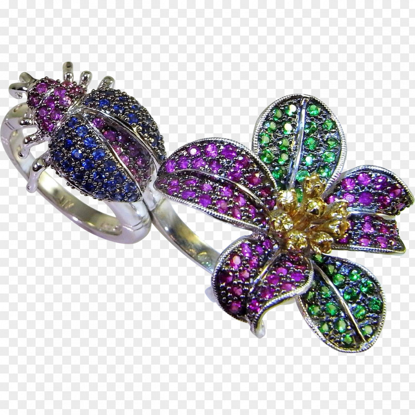 Flower Ring Jewellery Brooch Gemstone Amethyst PNG