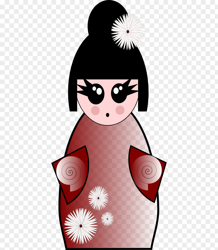 Kokeshi Dolls Pink M Character Clip Art PNG