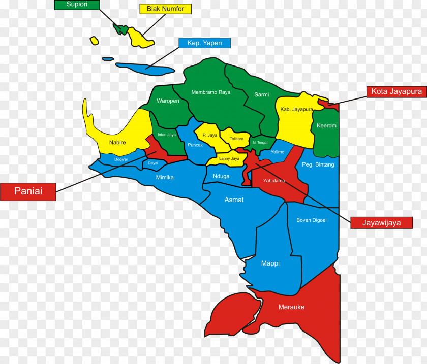 Indonesia Map Jayapura Regency Wamena Provinces Of PNG