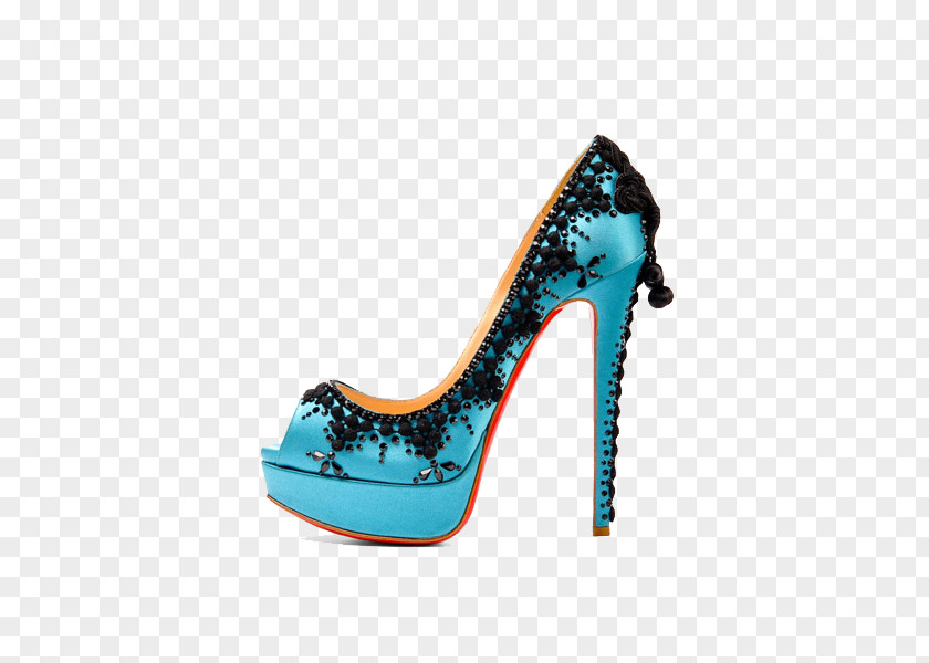 Lace Blue High-heeled Shoes, Fish Head Footwear Court Shoe Sandal Peep-toe PNG