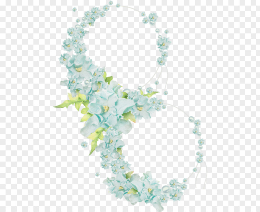 Necklace Floral Design Lei Artificial Flower Turquoise PNG