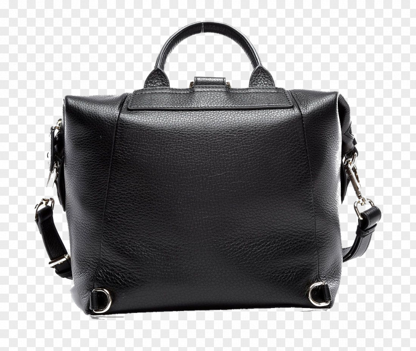 Black Leather Backpack Laptop Briefcase Handbag PNG