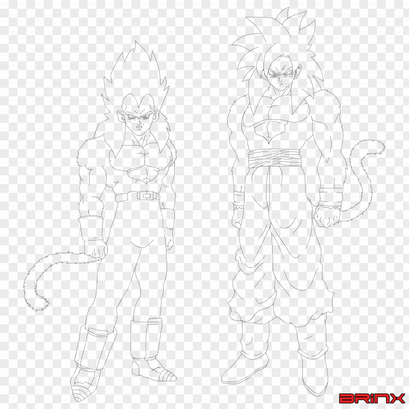 Goku Vegeta Baby Saiyan Line Art PNG