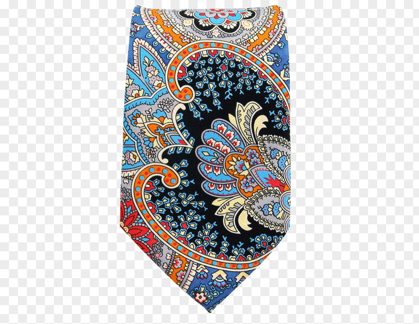 Multicolor Abstract Twisted Paisley Textile Turquoise Blue Necktie PNG