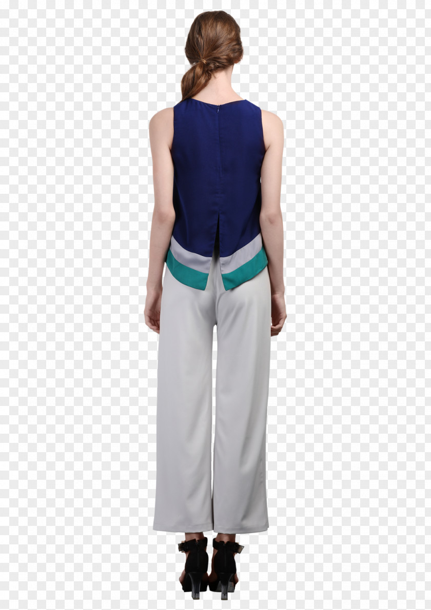 Sleeve Waist Cobalt Blue Pants Shoulder PNG