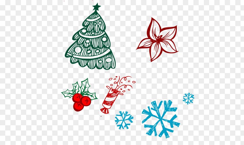 Snowflake Christmas Candy Line Tree Clip Art PNG