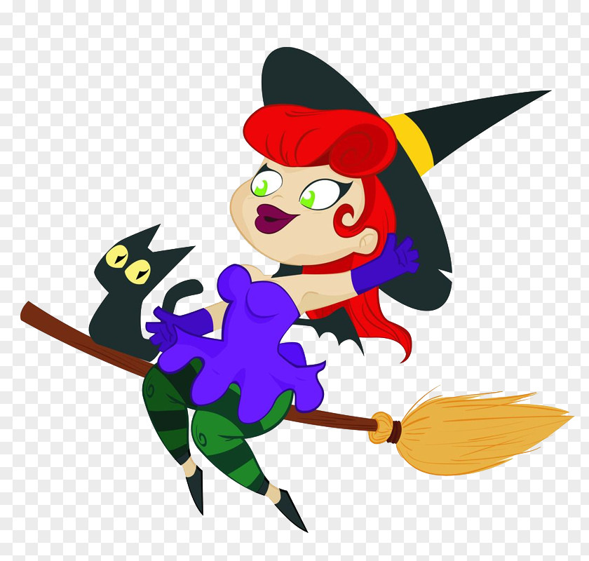 Cute Halloween Image Witch Cat Design PNG