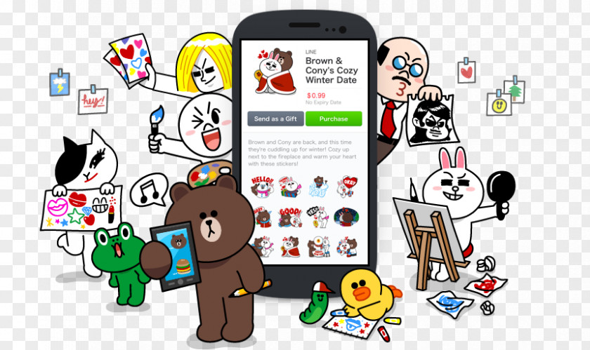 Line Sticker Friends Sales Messaging Apps PNG
