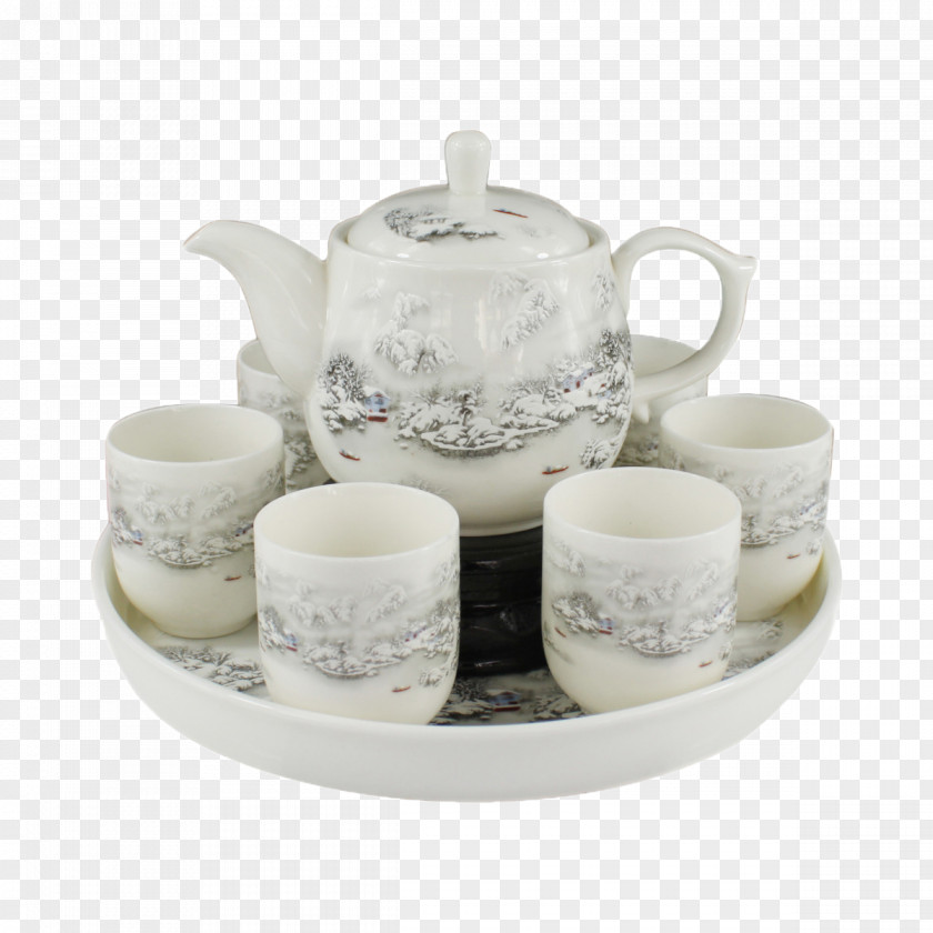 A White Tea Teapot Set PNG