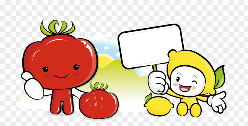 Cartoon Tomatoes Lemon Material Free To Pull Tomato Illustration PNG
