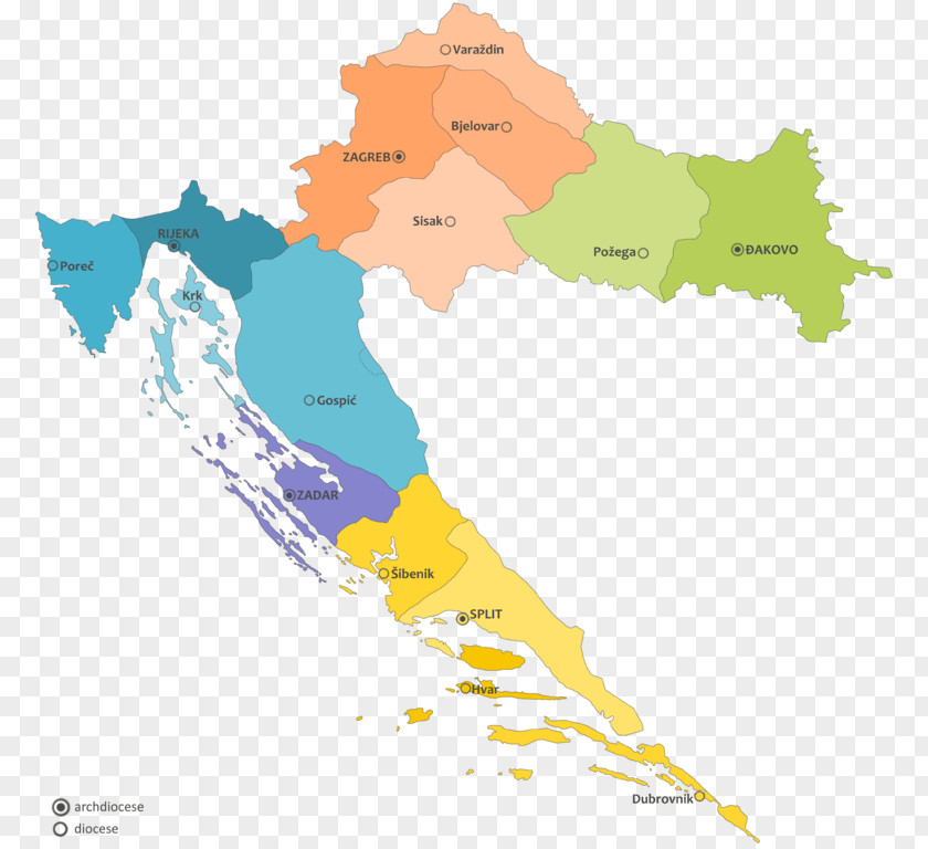 Catholic Pannonia Dalmatia Counties Of Croatia Illyricum Map PNG