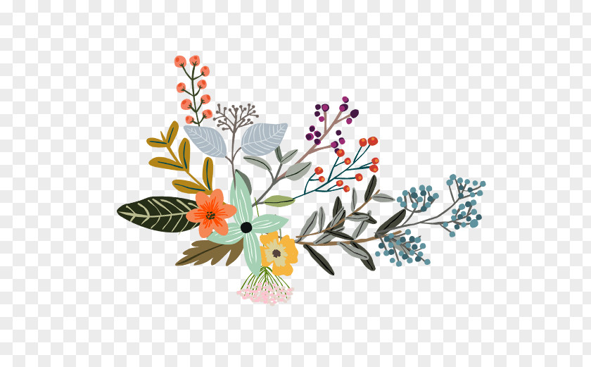 Painted Plants Floral Design Illustration PNG