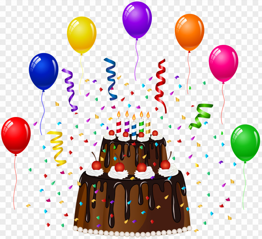 Birthday Cake With Confetti And Balloons Clip Art Cupcake PNG