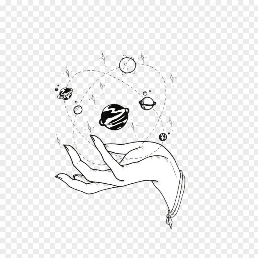 Planet Line Art Drawing Sketch PNG