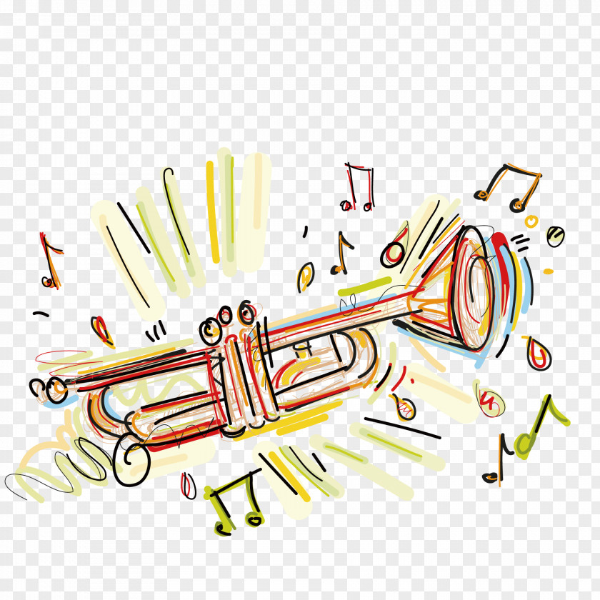 Trumpet Drawing Music Guitar PNG Guitar, Color trumpet clipart PNG