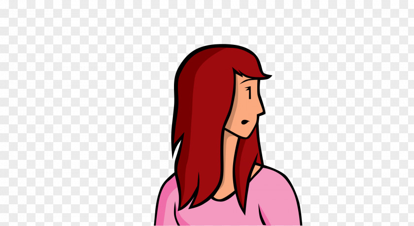 Cheek Long Hair Face Cartoon Facial Expression Red PNG