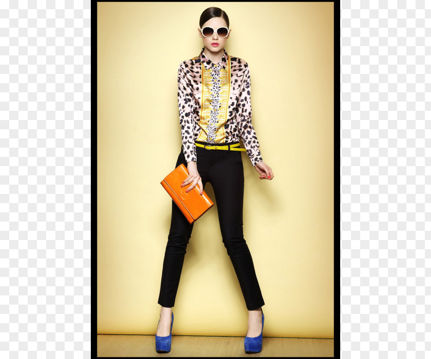 Jeans Leopard Yellow Animal Print Blouse PNG