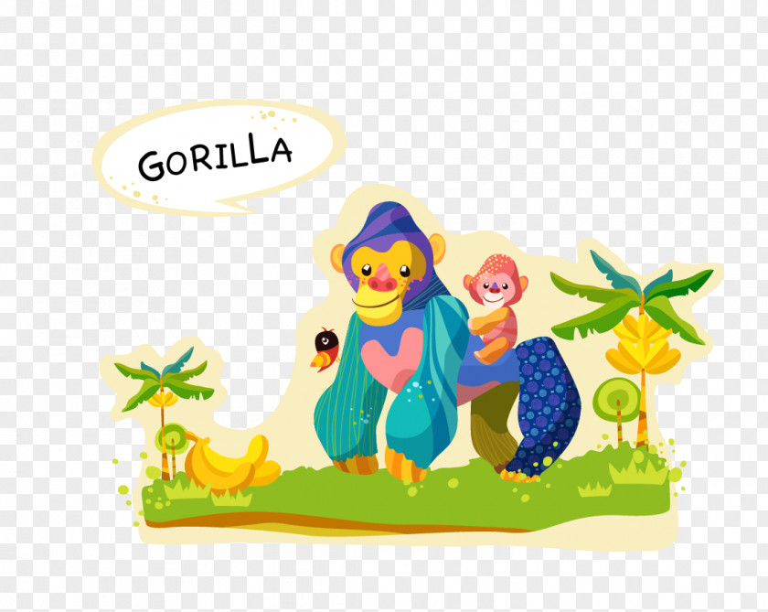 Monkey Gorilla Cartoon Animal Illustration PNG