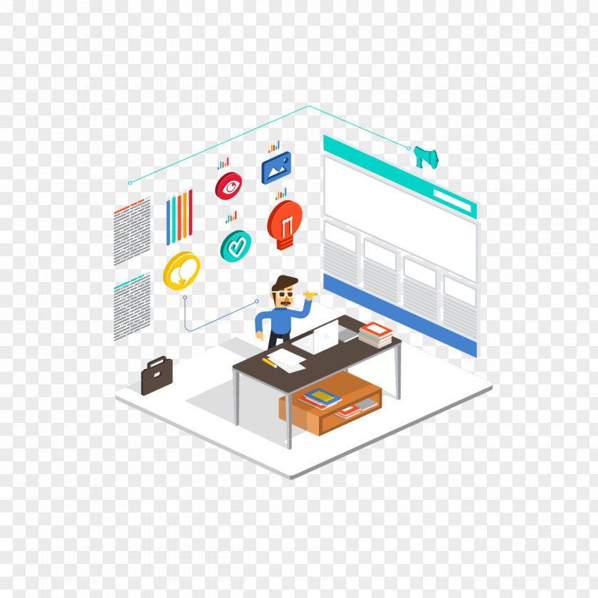 Vector Office Thinking Scene Royalty-free Flat Design Illustration PNG