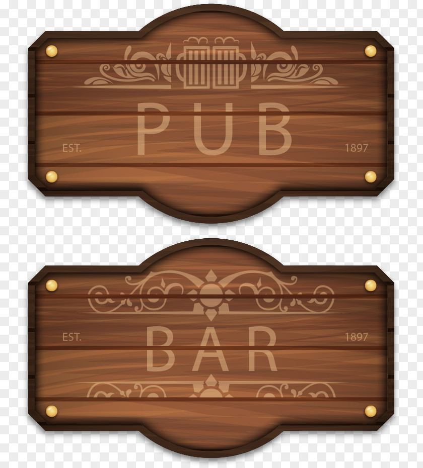 Vector Wooden Signs Pub Wood Bar Clip Art PNG