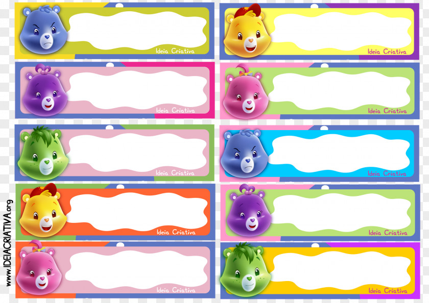School Care Bears Supplies Student Label PNG
