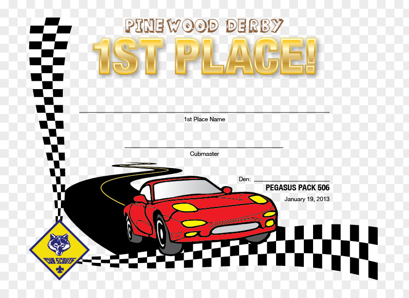 Certificate Of Participation Pinewood Derby Cub Scouting Pattern PNG