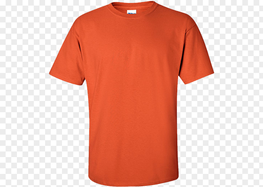 Casul Tshirt T-shirt Gildan Activewear Safety Orange Sleeve PNG
