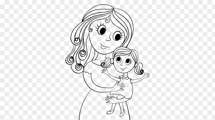 Child Mother Drawing Daughter Coloring Book PNG