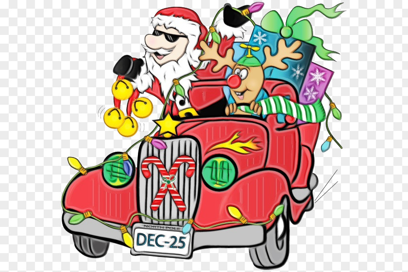 Sticker Vehicle Santa Claus Cartoon PNG