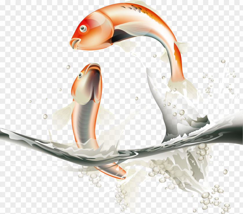 Vector Cartoon Fish Leaping Adobe Illustrator PNG