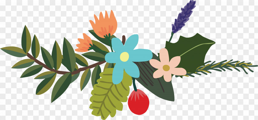 Blue Floral Decorations Logo Font PNG