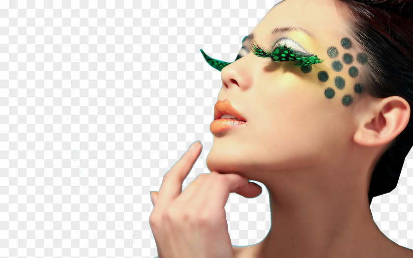 Green Eyelashes Model Eyelash Cosmetics Rouge Make-up PNG
